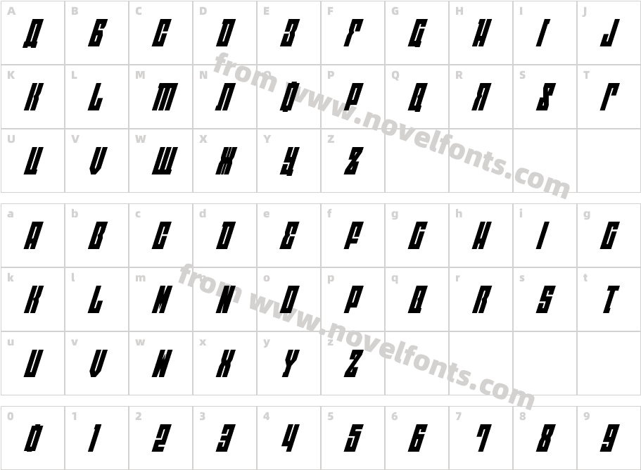 EAST-west Super-ItalicCharacter Map