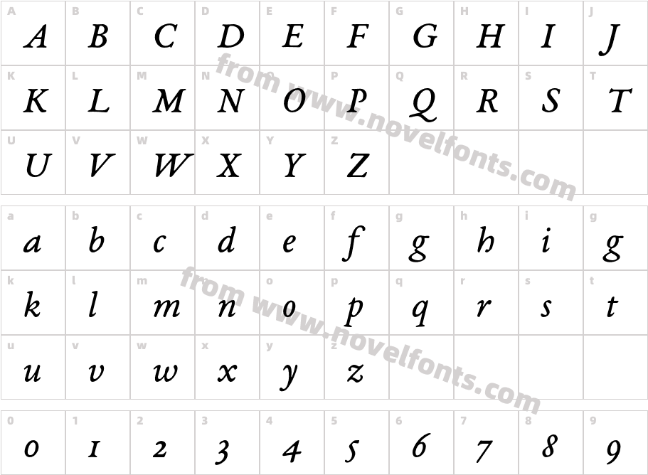 EB Garamond 08 ItalicCharacter Map