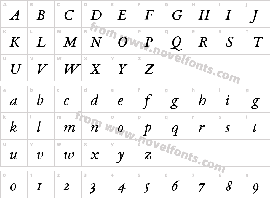 EB Garamond 08 ItalicCharacter Map