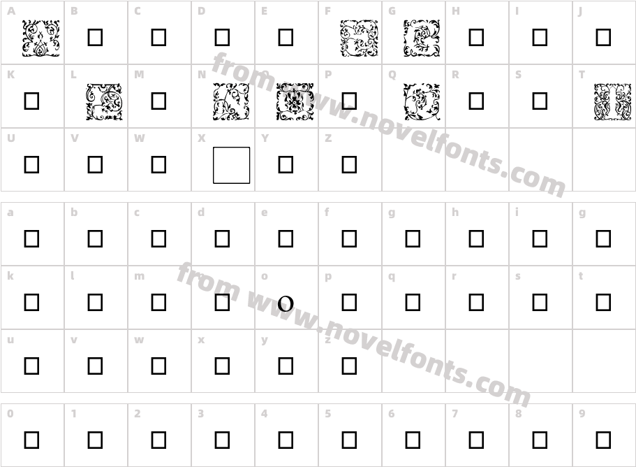 EB Garamond Initials Fill1Character Map