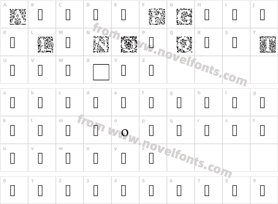 EB Garamond Initials Fill1Character Map