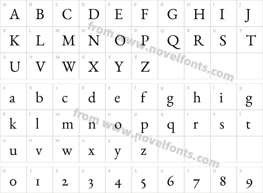 EB GaramondCharacter Map