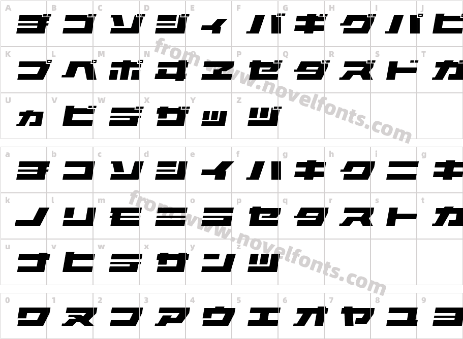 ELEPHANT K ObliqueCharacter Map