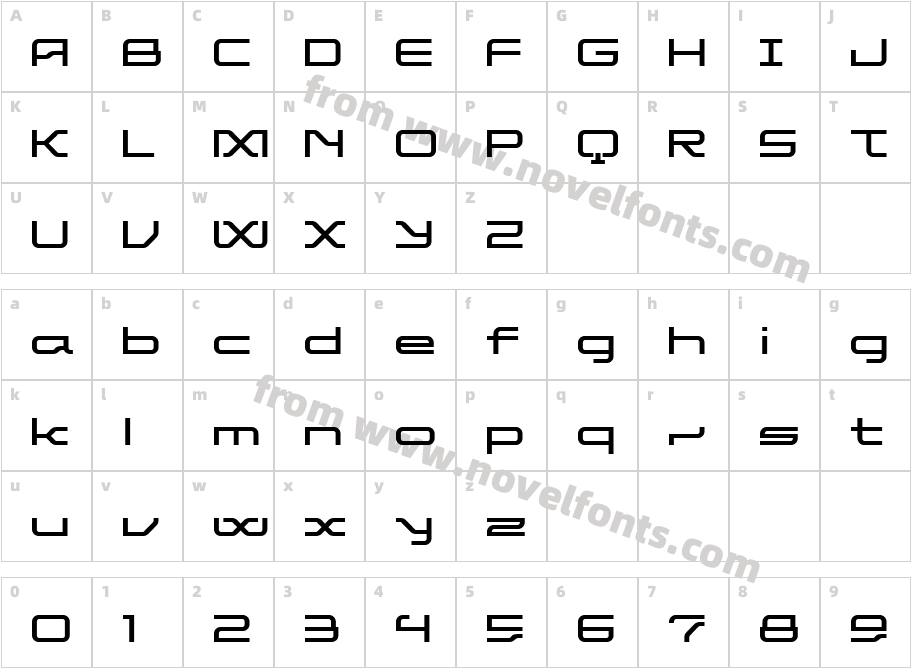 ET Aluminium BCharacter Map