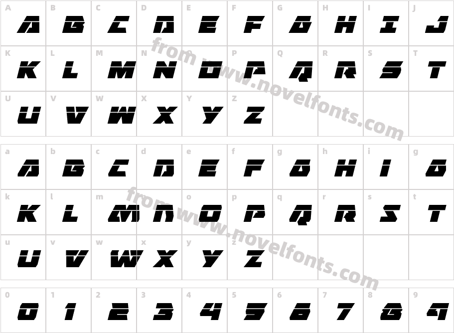 Eagle Strike Laser ItalicCharacter Map