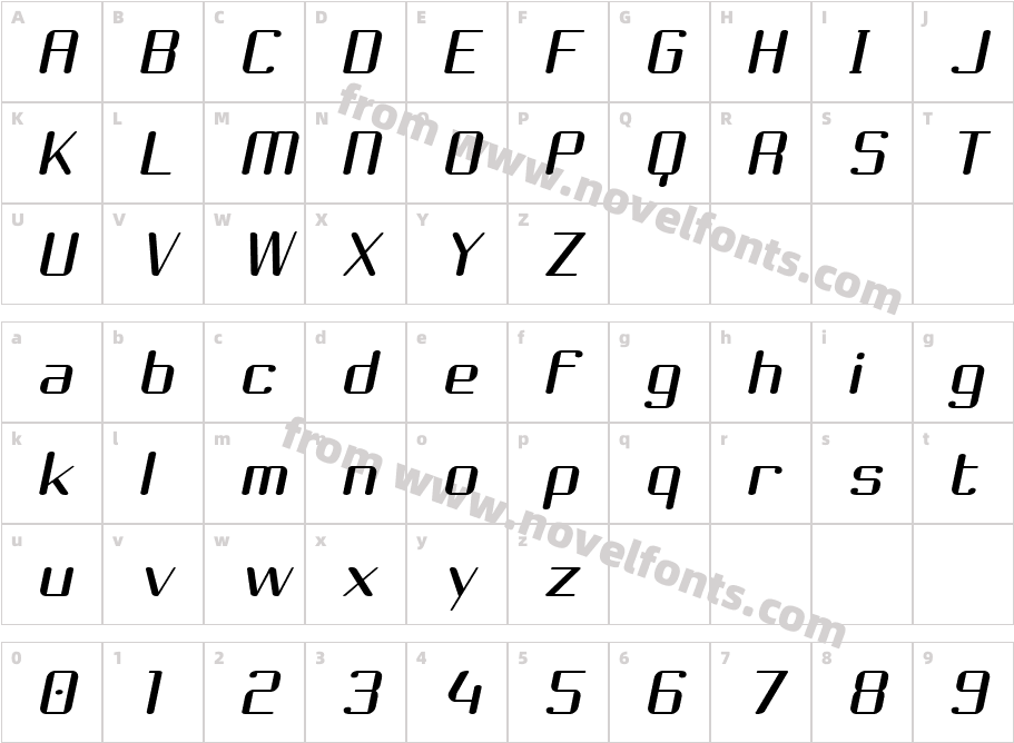 Choktoff ObliqueCharacter Map