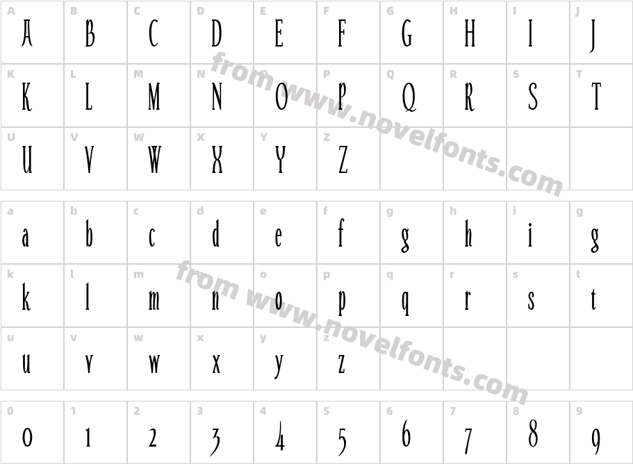 Echelon CondensedCharacter Map