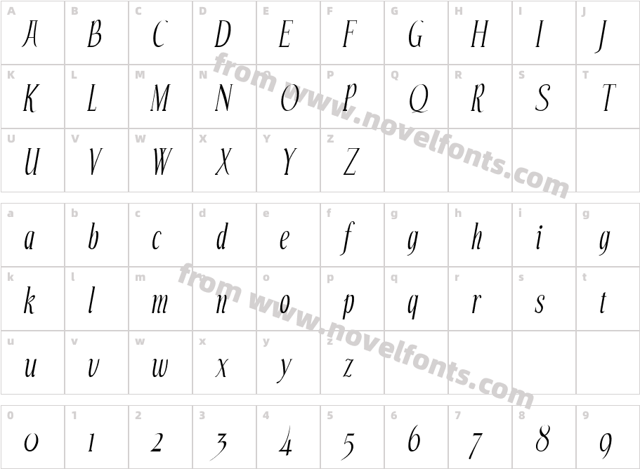 Echelon ItalicCharacter Map