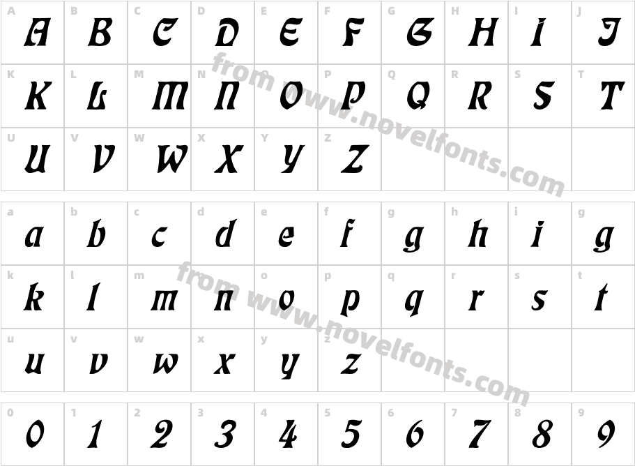 Eckmann ItalicCharacter Map