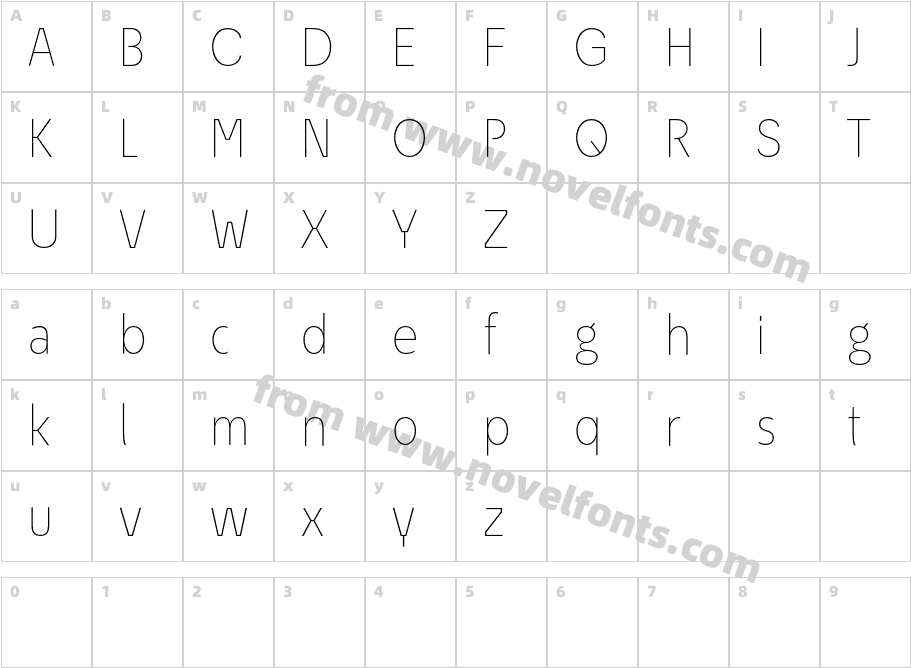 EconoSansRed-35ThinCharacter Map