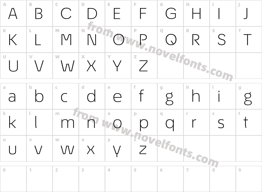 EconoSansRed-43LightExpandedCharacter Map