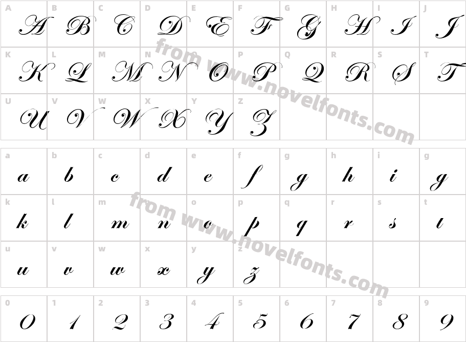 Edwardian Scr Alt ITC TT BoldCharacter Map
