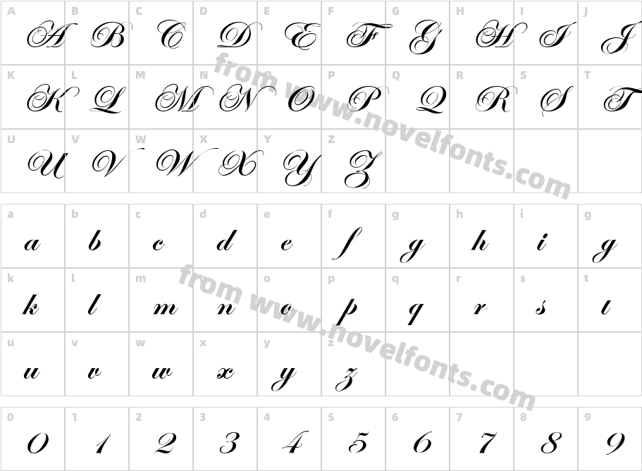 Edwardian Scr ITC TT BoldCharacter Map