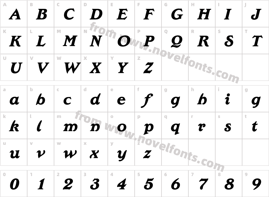 EdwardianEF-ExtraBoldItaCharacter Map