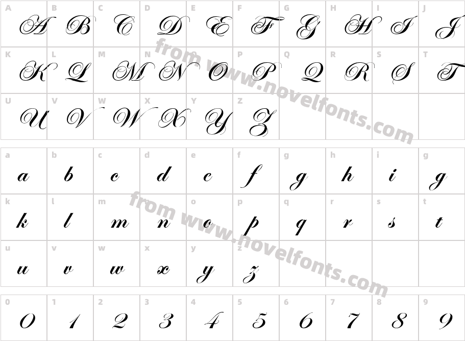 EdwardianScrITC BoldCharacter Map