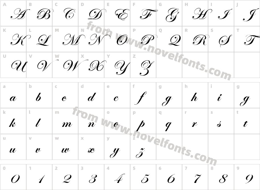 EdwardianScrITC BoldAlteCharacter Map