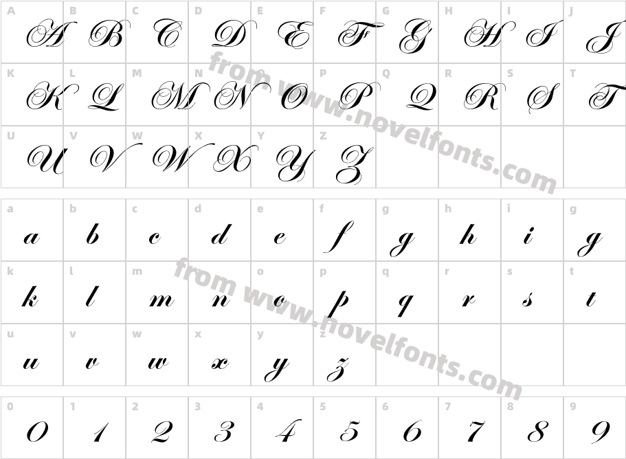 EdwardianScriptEF-BoldCharacter Map