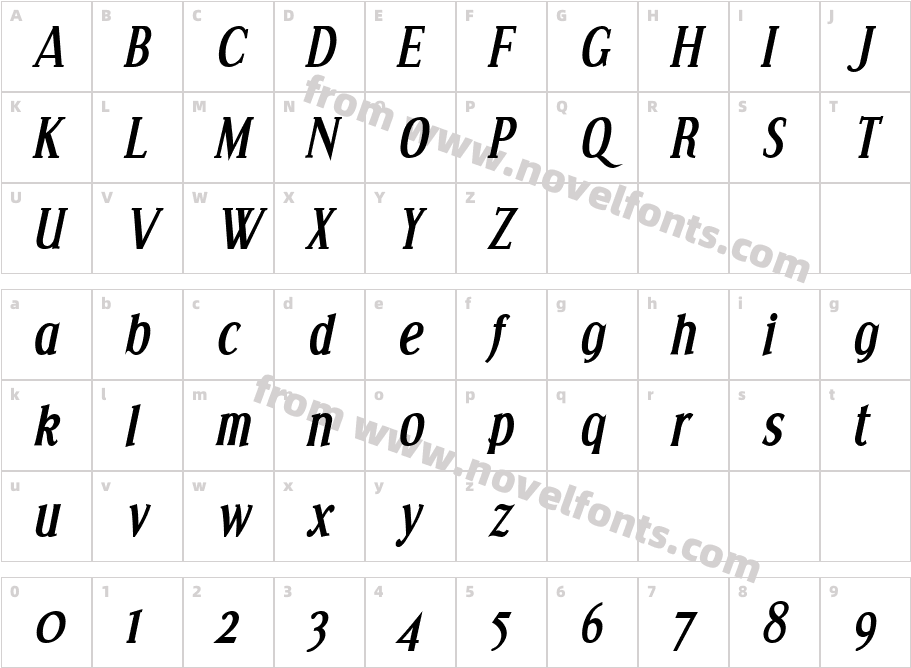 Effloresce Bold ItalicCharacter Map