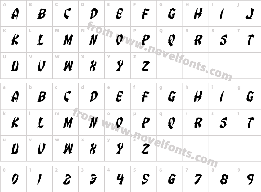 Egg Roll Title ItalicCharacter Map