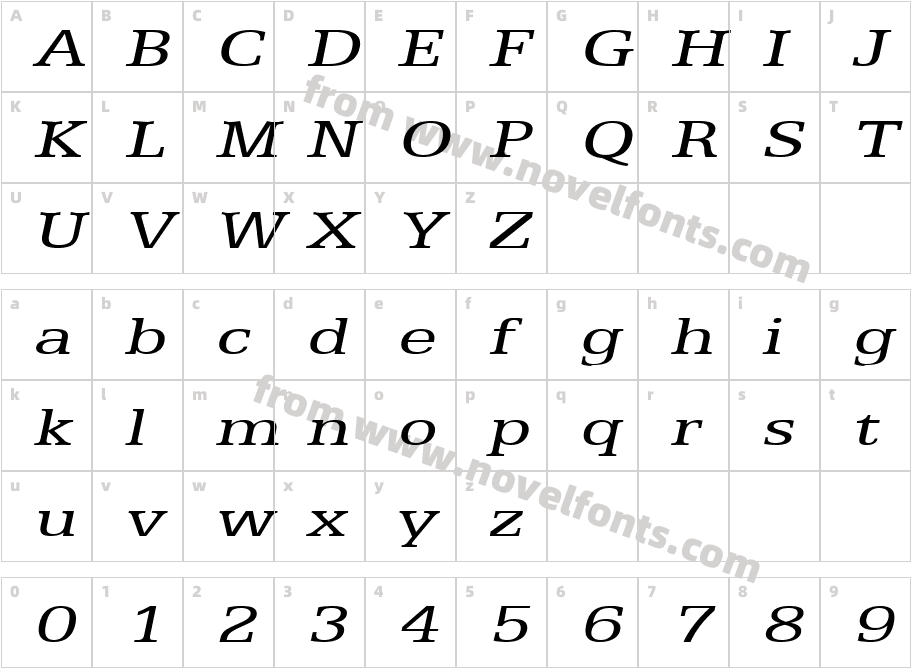 Eggo Extended ItalicCharacter Map