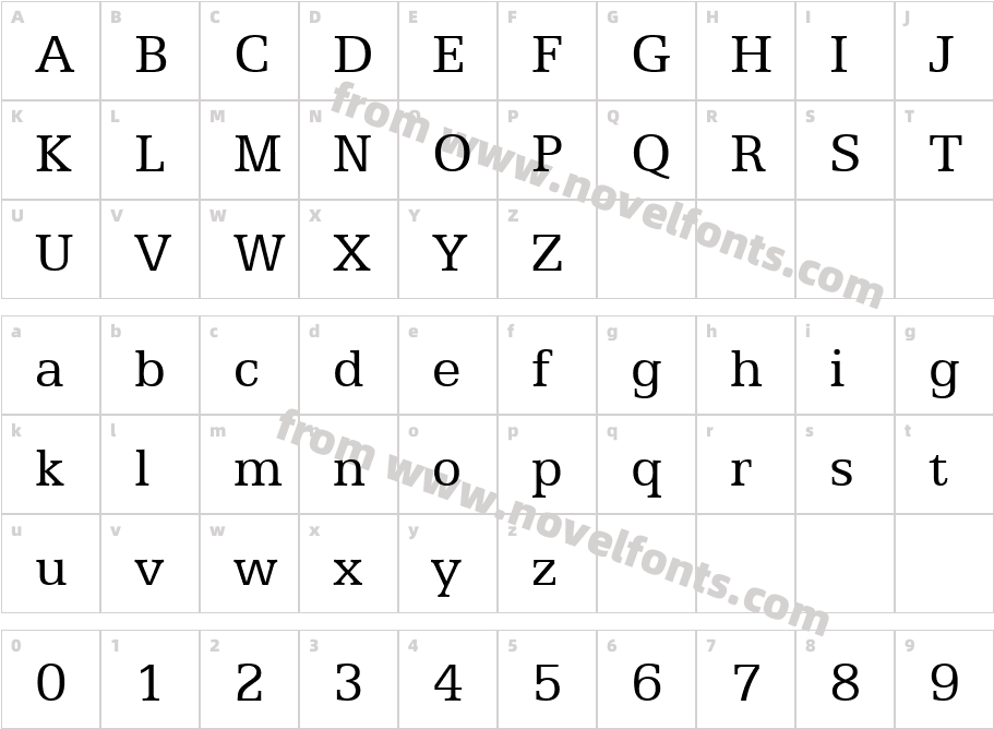 Egyptian505 BT RomanCharacter Map