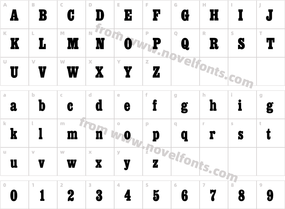 EgyptianEF-BoldCondensedCharacter Map