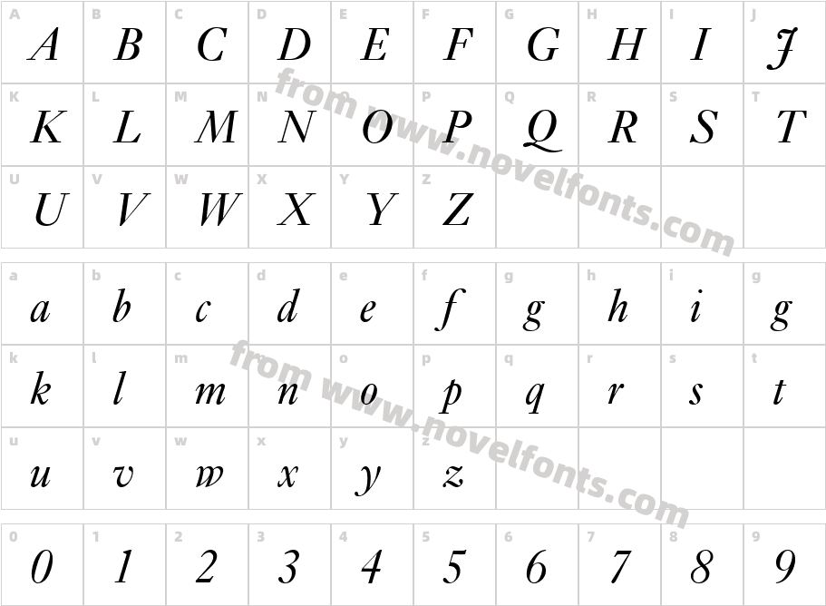 Ehrhardt MT ItalicCharacter Map