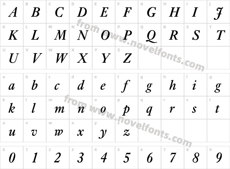 EhrhardtBQ-SemiboldItalicCharacter Map