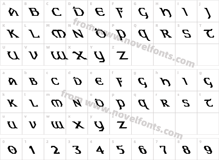 Eire Extreme Lefty BoldCharacter Map