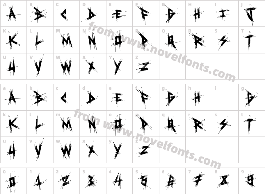 El&Font Destroy!Character Map