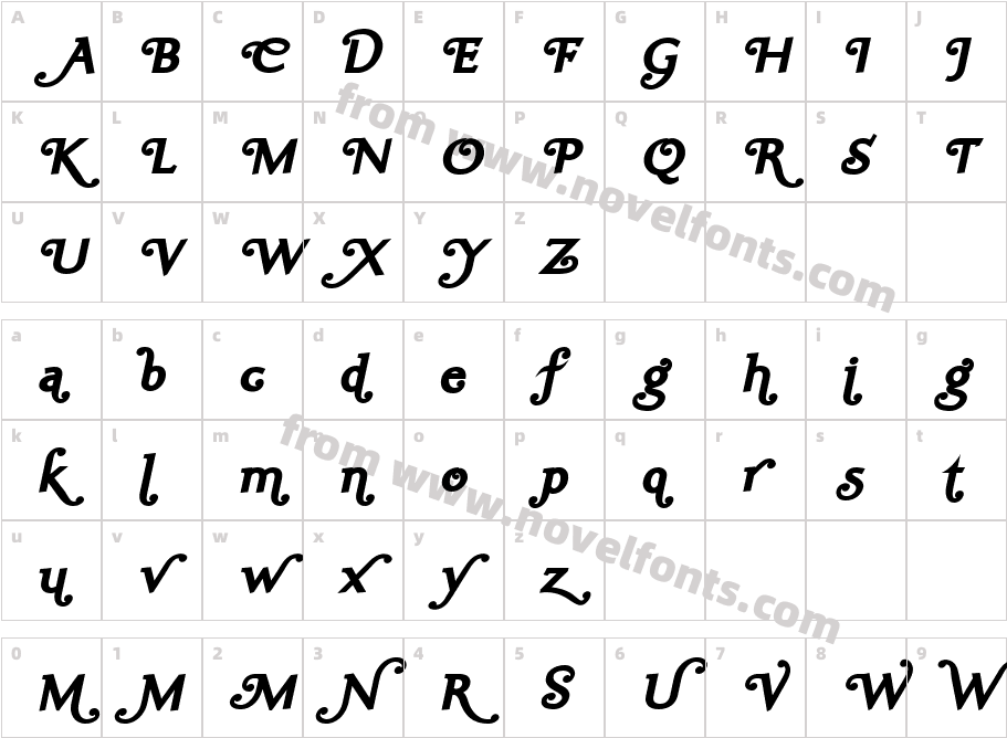 Ela Swashes Black Italic PDFCharacter Map