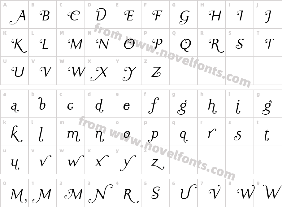 Ela Swashes Light Italic PDFCharacter Map