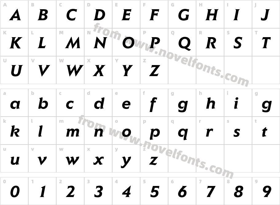 Elan ITC Std Bold ItalicCharacter Map