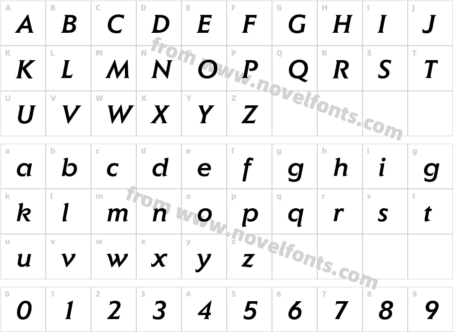 Elan ITC Std Medium ItalicCharacter Map