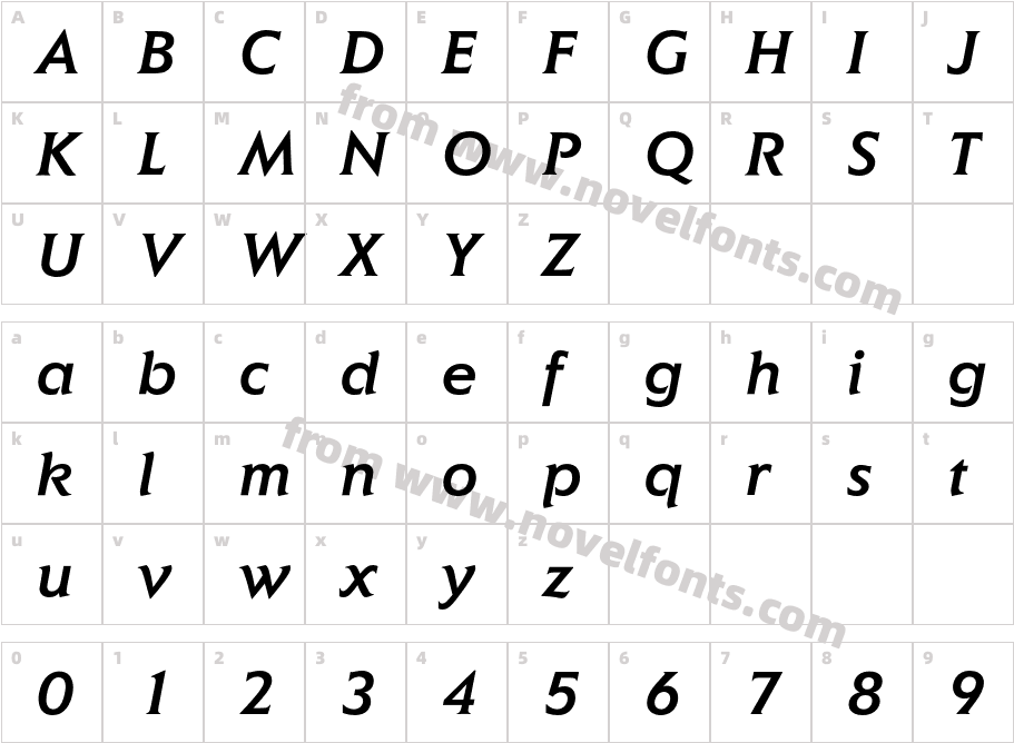 ElanBQ-MediumItalicCharacter Map