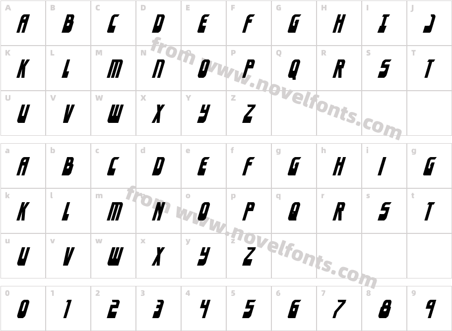 Eldebaran Condensed ItalicCharacter Map