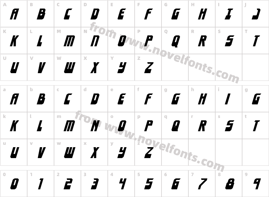 Eldebaran ItalicCharacter Map