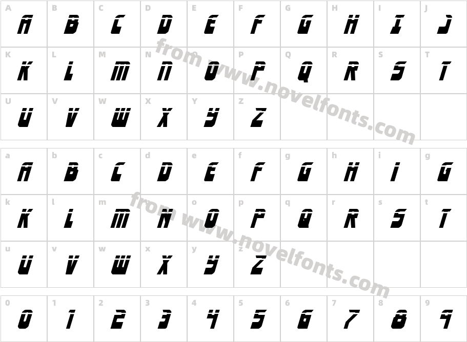 Eldebaran Laser ItalicCharacter Map