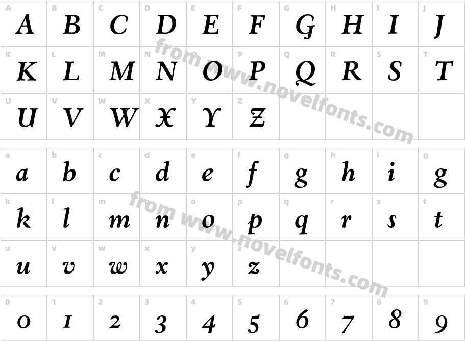 EldoradoText-BoldItalicCharacter Map