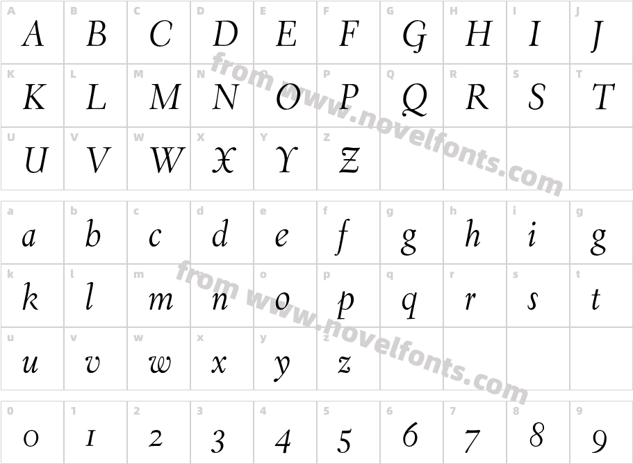 EldoradoText-LightItalicCharacter Map