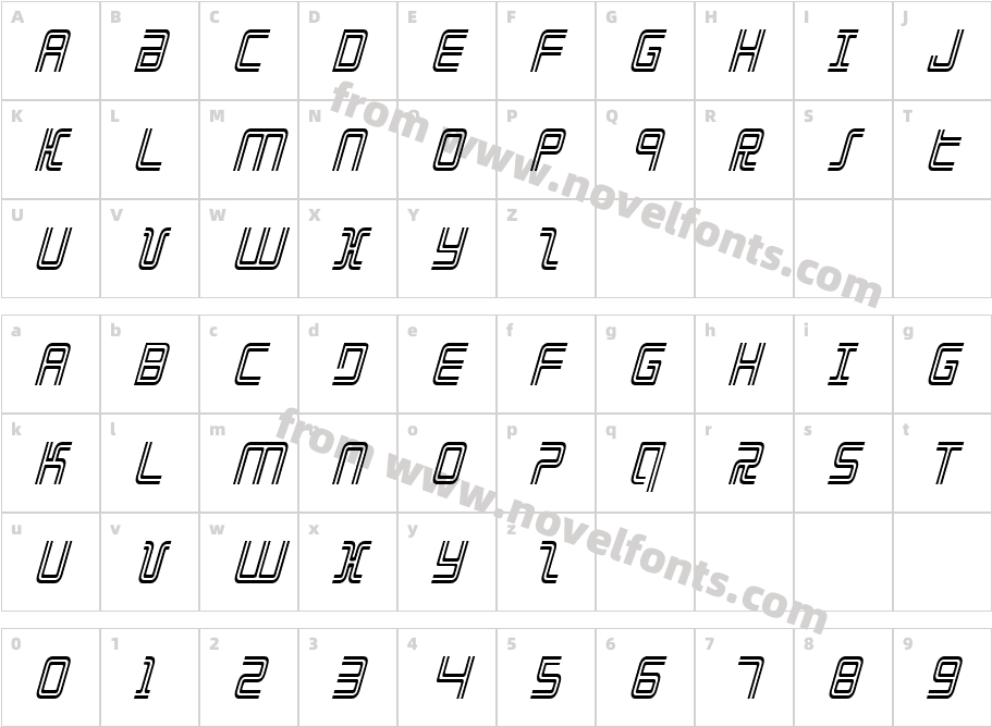 Election Day Condensed ItalicCharacter Map