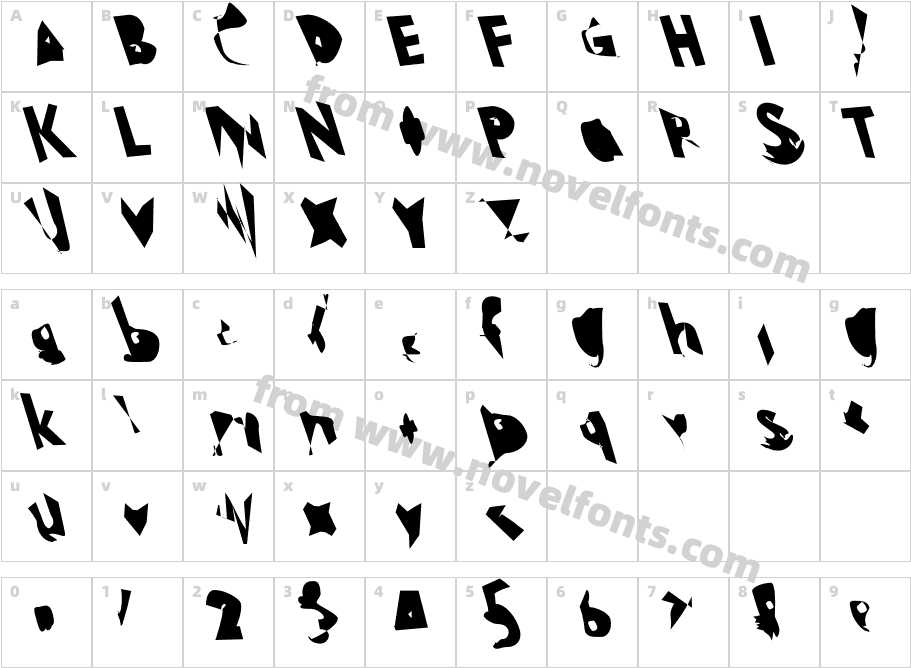 Electrical Snow Condensed Reverse ObliqueCharacter Map