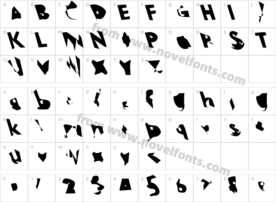 Electrical Snow ReverseObliqueCharacter Map