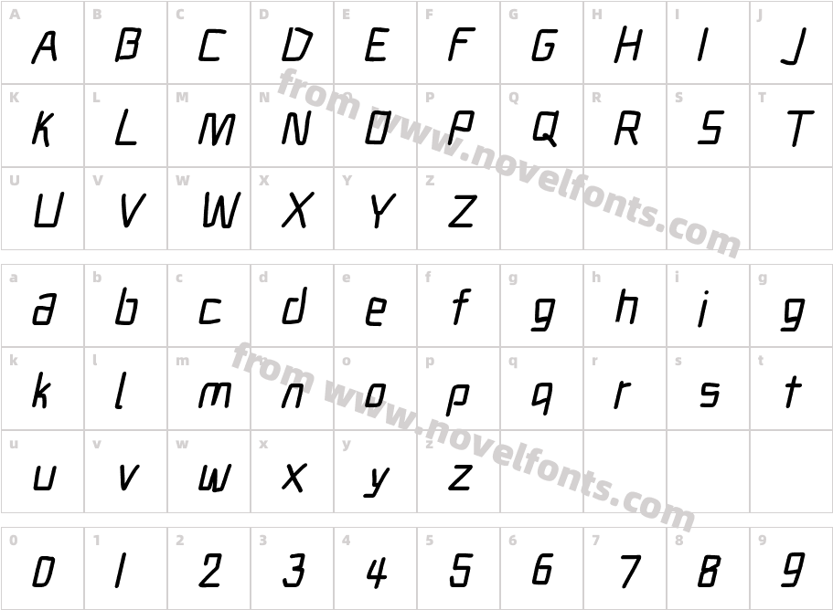 Electronic ExtraBold ItalicCharacter Map