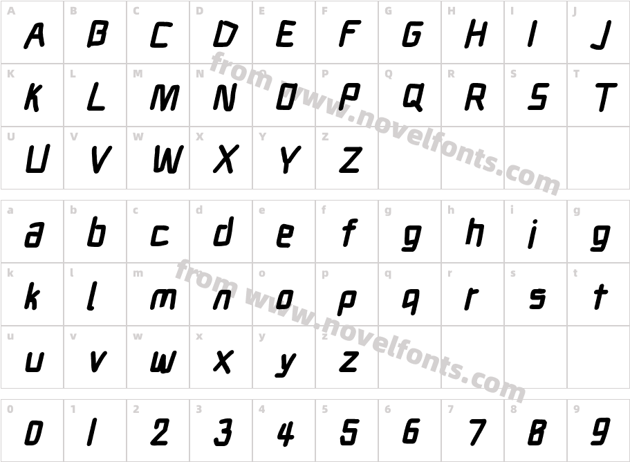 Electronic Titanium ItalicCharacter Map