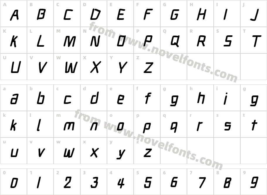 Electronic UltraBlack ItalicCharacter Map