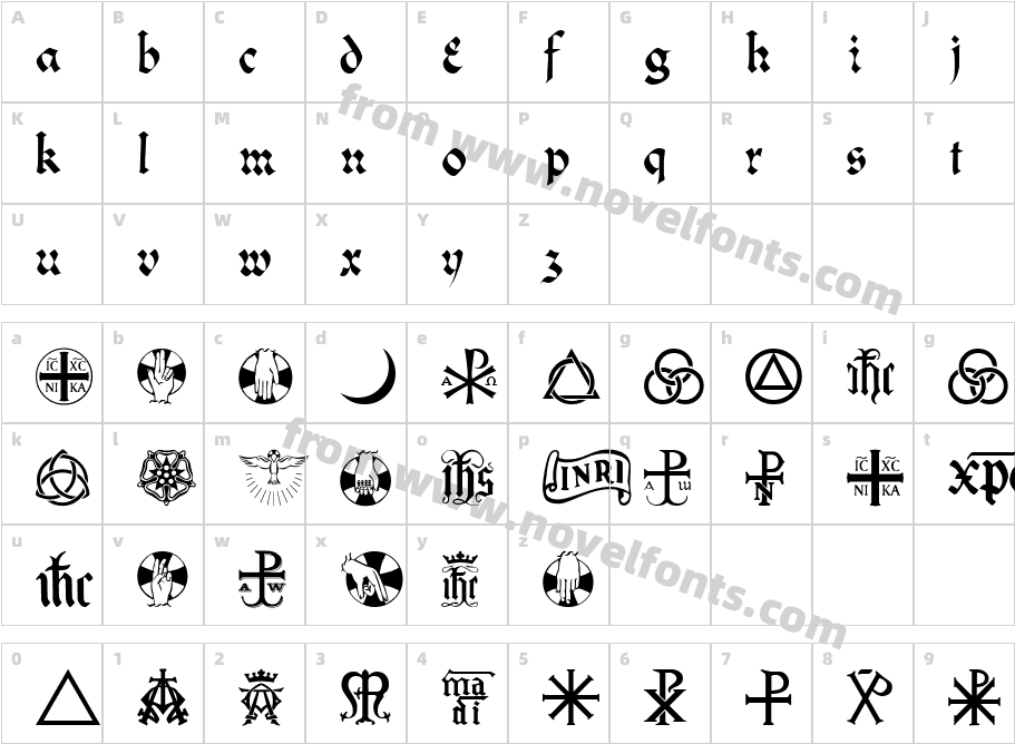 Christian Icons B MonogramsCharacter Map