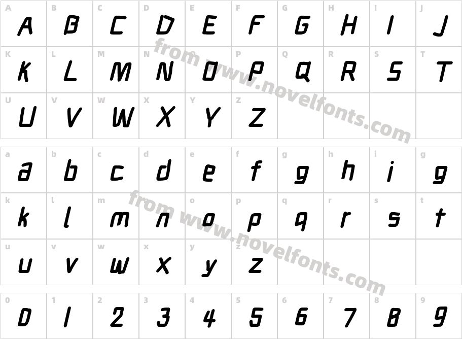 Electronic UltraHeavy ItalicCharacter Map