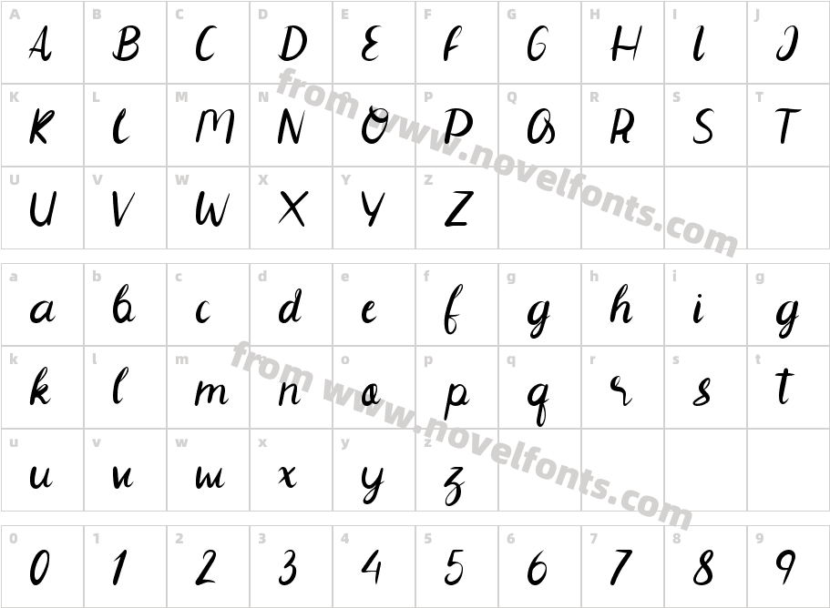 Elegan fontCharacter Map