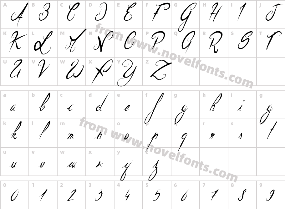 ElegantDragonItalicCharacter Map